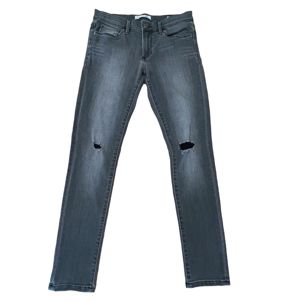 BANANA Republic Women’s Skinny Distressed Faded Black Denim Size 27 Petite